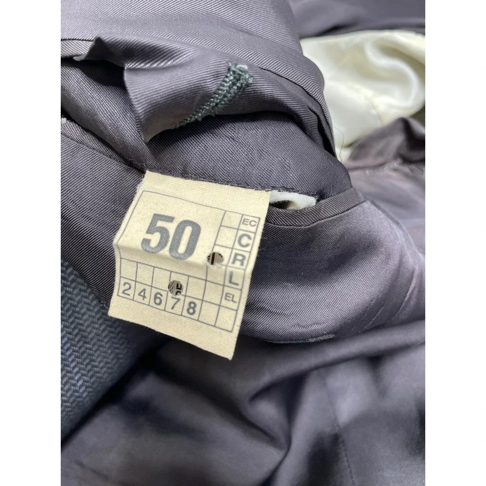 Vtg Lanvin Boutique Italy Wool Double Breasted‎ Blazer Suit Gray Mens Size 50